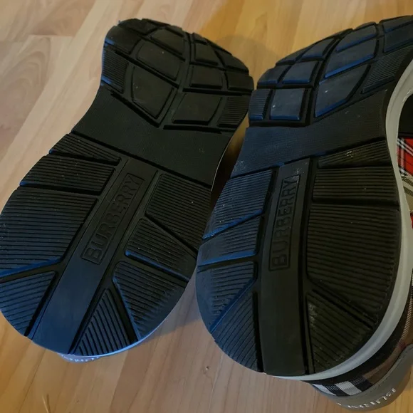 Burberry Leather Sneakers- colors black red and white. Size is 12 size 45 Italy - Picture 8 of 8
